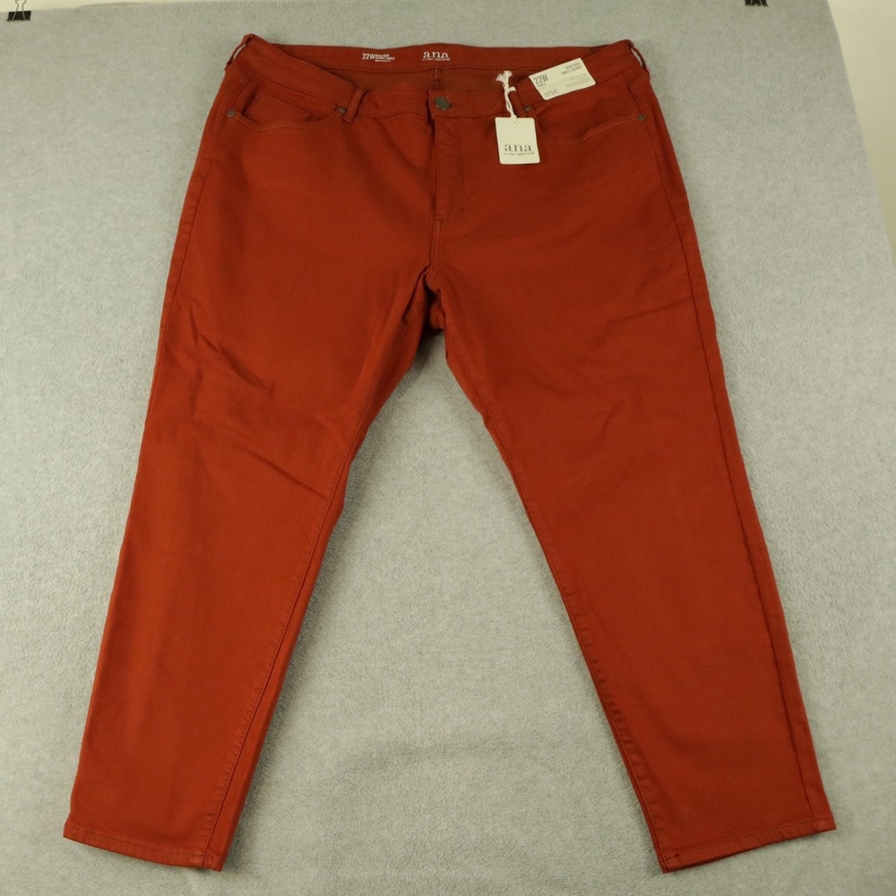 ANA Jeans Womens 22W Plus High-Rise Ankle Skinny Stretch Flex‎ Denim Orange NWT